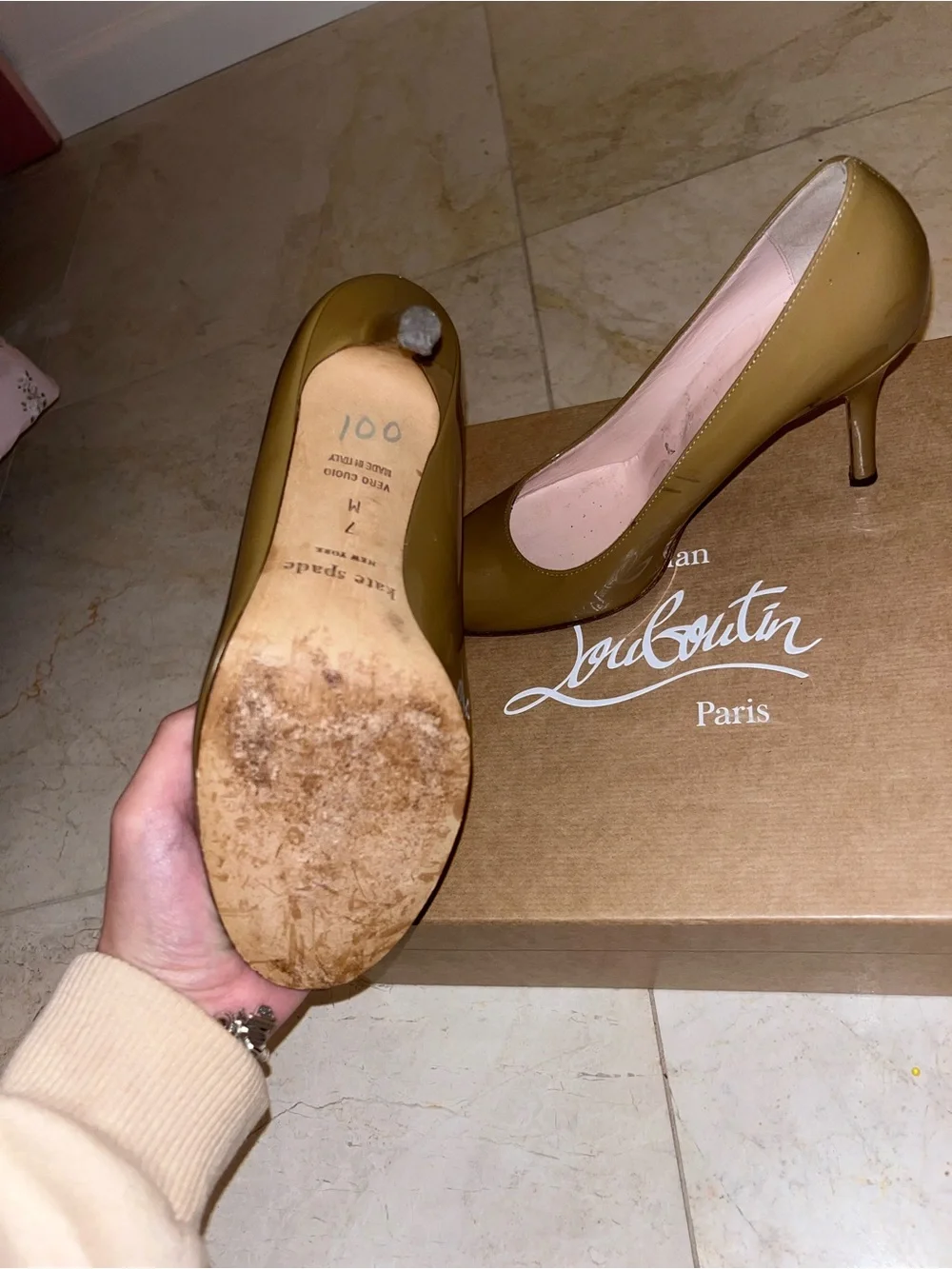 kate spade Olive Green Patent Leather Round-Toe Pumps
